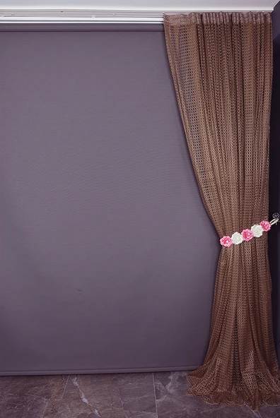 ORKİDE MODEL KOYU VİZON RENK TEK KANAT Hazır dikilmiş Pileli Fon Perde 300*260 cm - Resim 6