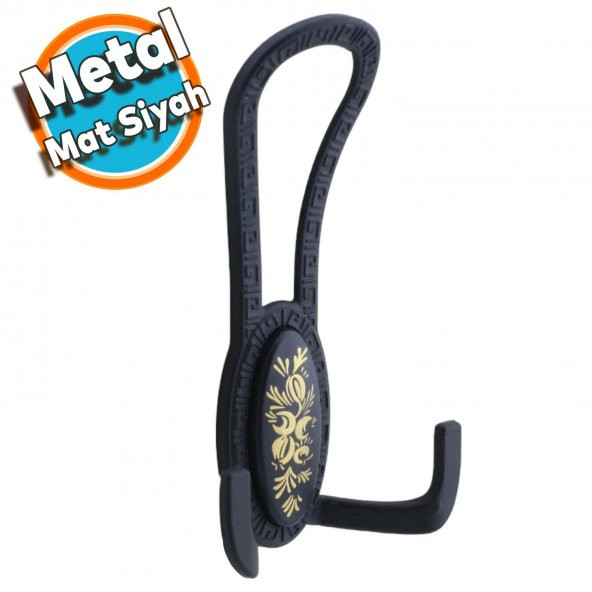 Mobilya Portmanto Vestiyer Duvar Banyo Askısı Metal Dolap Elbise Askılığı Mat Siyah Desenli