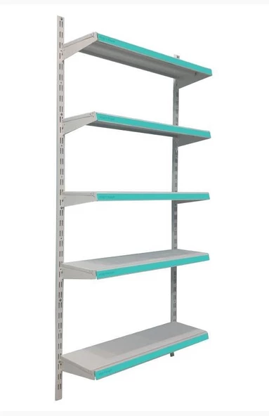 5 Katlı Market Rafı - Duvara Monte, Ekonomik Market Rafı  Kırmızı 30x95 cm - 2