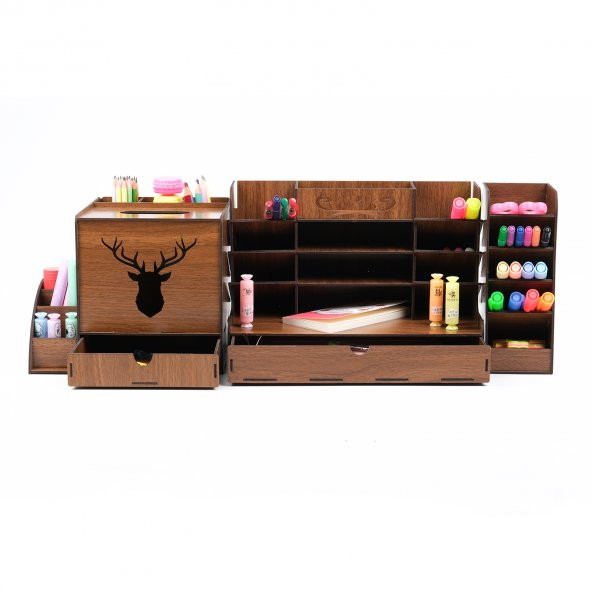 Ahşap Masaüstü Kalem Kutusu Organizer Set 4 Parça (Montajı Yapılmış Gönderim)