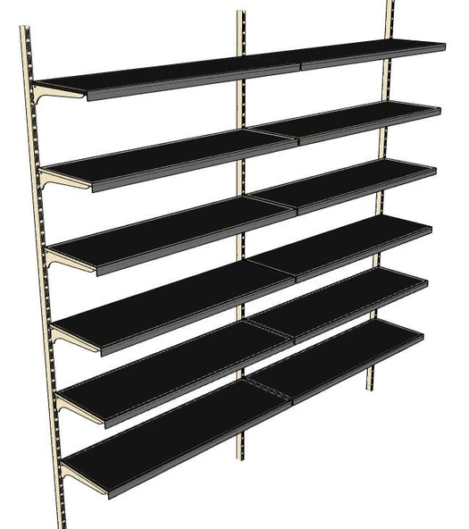 6 Katlı 2'li Market Rafı - Duvara Monte, Ekonomik Market Rafı  Sarı 30x75 cm - Resim 2