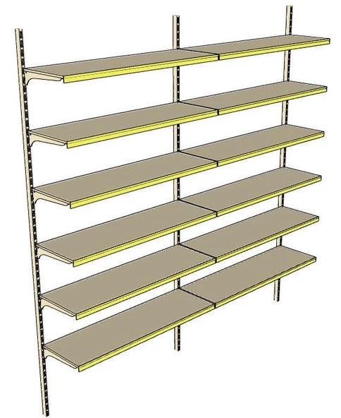6 Katlı 2'li Market Rafı - Duvara Monte, Ekonomik Market Rafı  Sarı 40x95 cm - 4