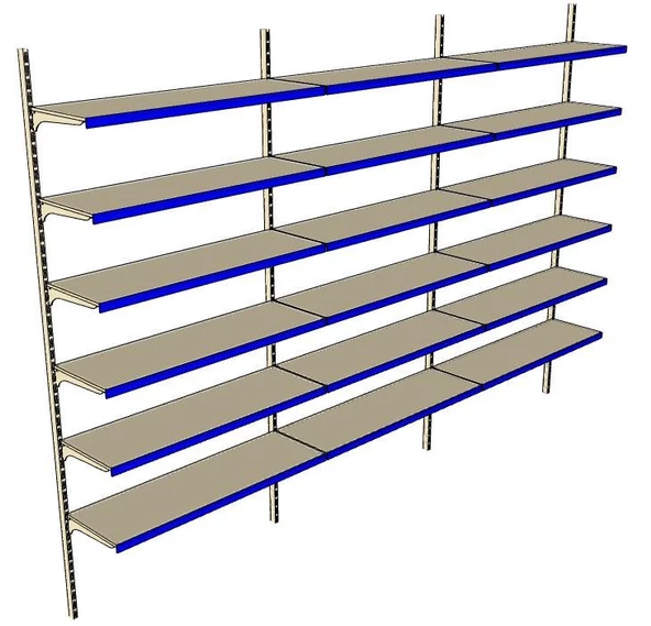 6 Katlı 3'lü Market Rafı - Duvara Monte, Ekonomik Market Rafı  Sarı 30x95 cm ürün görseli
