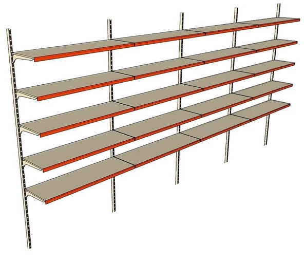 6 Katlı 4'lü Market Rafı - Duvara Monte, Ekonomik Market Rafı  Turuncu 30x75 cm - Resim 7