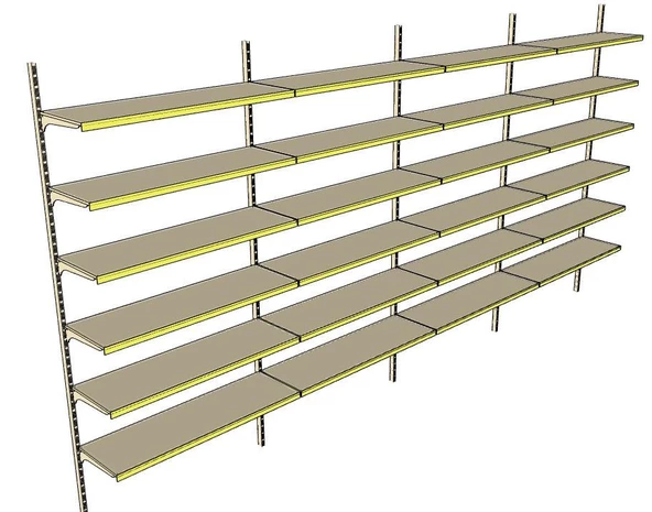 6 Katlı 4'lü Market Rafı - Duvara Monte, Ekonomik Market Rafı  Sarı 30x75 cm - 6