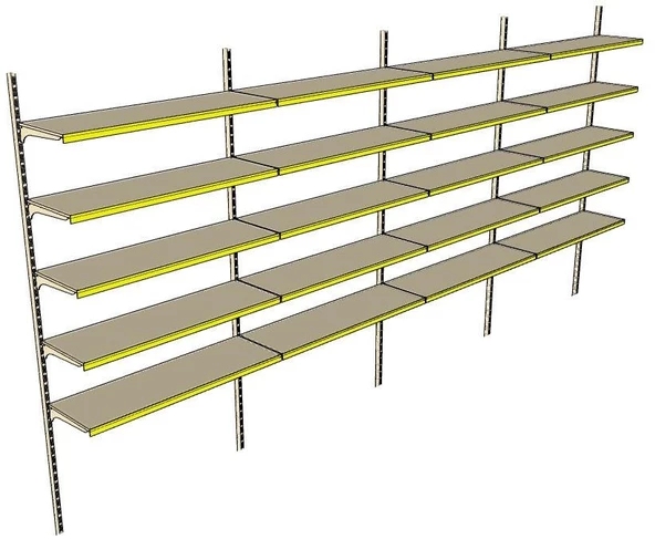 6 Katlı 4'lü Market Rafı - Duvara Monte, Ekonomik Market Rafı  Turuncu 40x75 cm - 10
