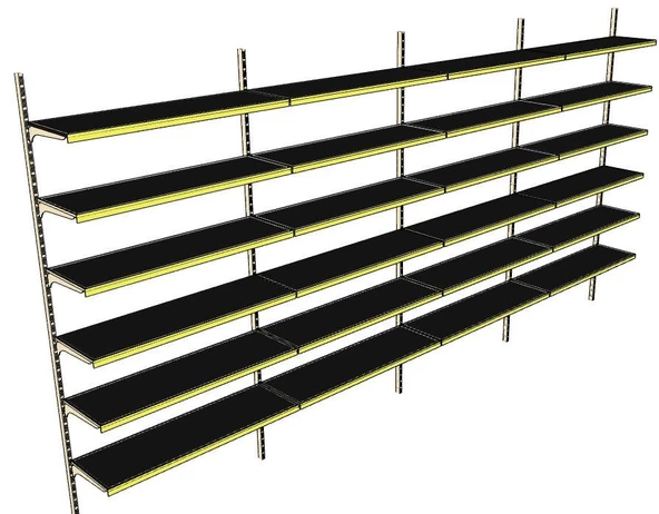 6 Katlı 4'lü Market Rafı - Duvara Monte, Ekonomik Market Rafı  Sarı 40x75 cm - Resim 5