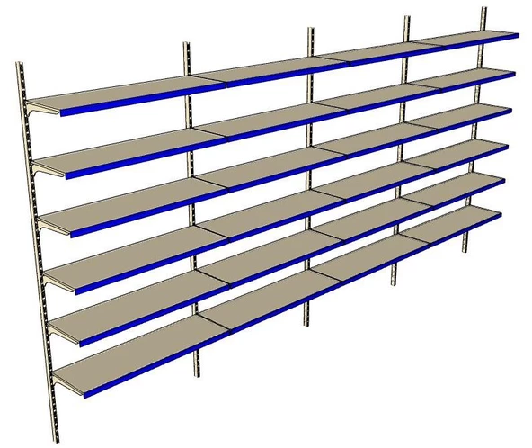 6 Katlı 4'lü Market Rafı - Duvara Monte, Ekonomik Market Rafı  Mavi 40x75 cm - Resim 4