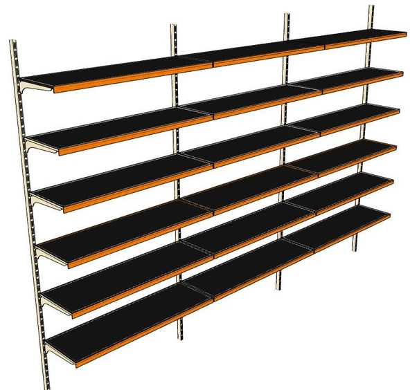 6 Katlı 3'lü Market Rafı - Duvara Monte, Ekonomik Market Rafı  Yeşil 40x95 cm - Resim 3