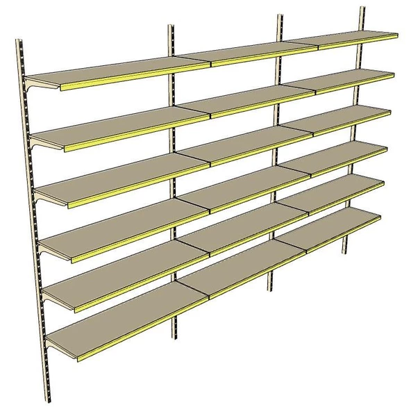 6 Katlı 3'lü Market Rafı - Duvara Monte, Ekonomik Market Rafı  Siyah 40x75 cm - Resim 4