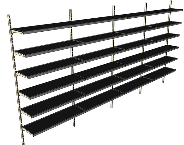 6 Katlı 4'lü Market Rafı - Duvara Monte, Ekonomik Market Rafı  Turuncu 30x75 cm - Resim 2