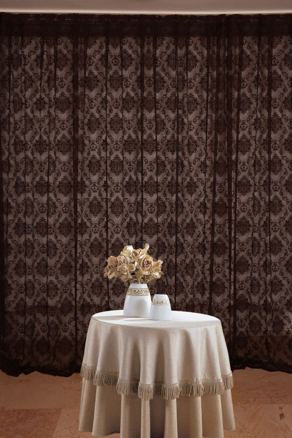 ORKİDE ACI KAHVE RENK TEK KANAT Hazır dikilmiş Pileli Fon Perde 300*260 cm