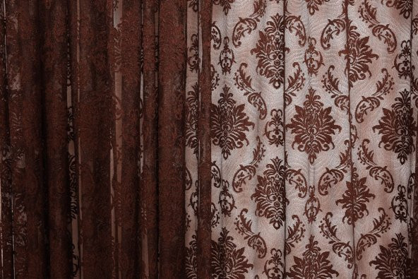 ORKİDE ACI KAHVE RENK TEK KANAT Hazır dikilmiş Pileli Fon Perde 300*260 cm - 6