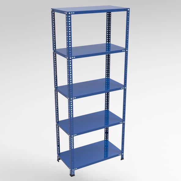 5 Katlı Mavi Renk Çelik Raf - Çiçeklik Rafı, Ofis Rafı  0.70 mm 59x93 200 cm