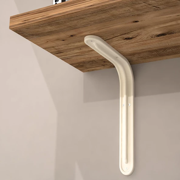 L Konsol Duvar Rafı - Duvara Monte Raf  Meşe 20x60 cm - Resim 4