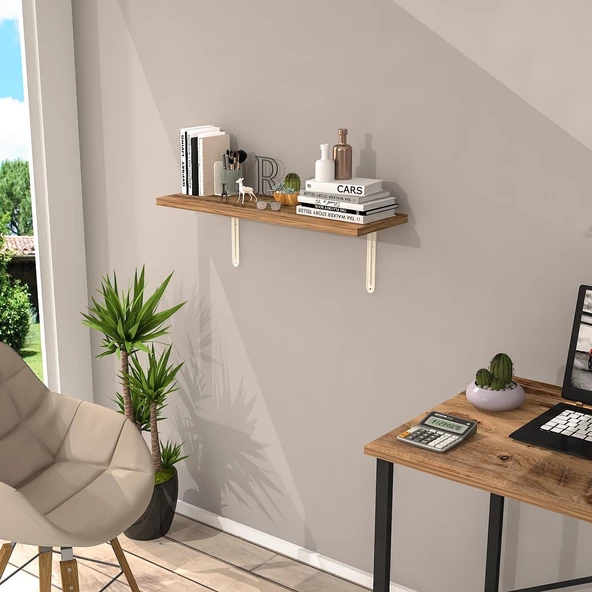 L Konsol Duvar Rafı - Duvara Monte Raf  Kiraz 20x60 cm - Resim 3