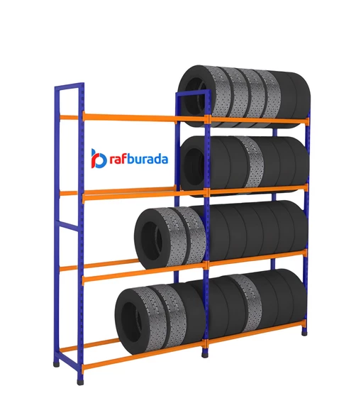 4 Katlı Lastik Rafı - Lastik İstifleme Rafı  50x90