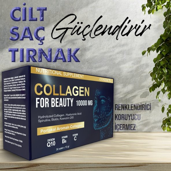 Cosmex For Beauty Collagen Tip 1-3 Eklem, Kemik, Saç ve Tırnak Güçlendirici Kolajen 10000mg(30 adet)
