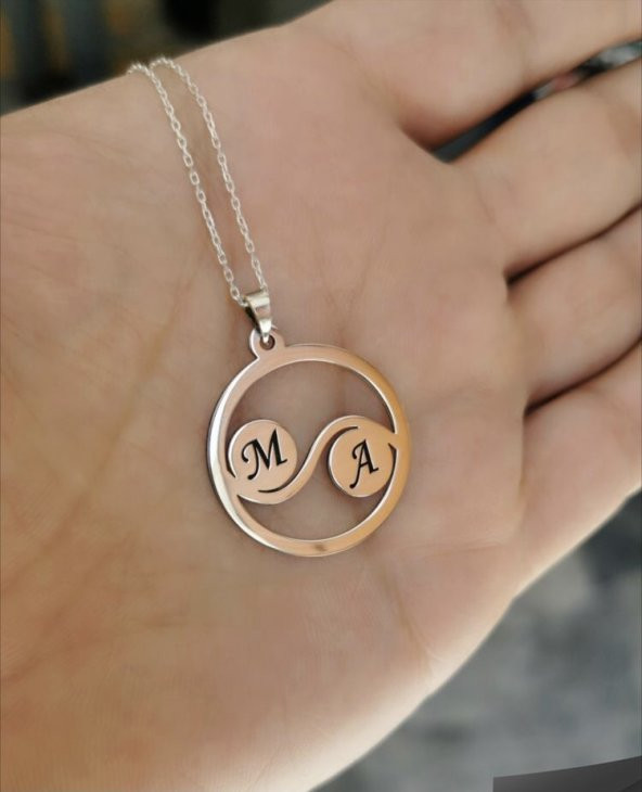 Kişiye Özel Harfli Aşk Çemberi Kadın Hediyelik Gümüş Kolye