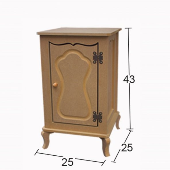 SM20 Kapaklı Ayaklı Mini Komodin, Ham Ahşap Mdf Komodin