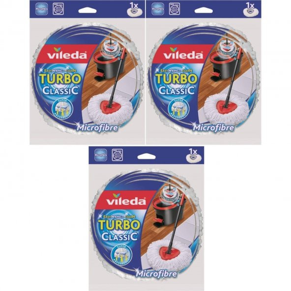 Vileda Turbo Yedek Mop Paspas Ucu (100 Mikrofiber) (3 Lü Set)