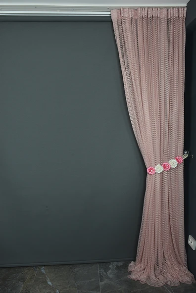 ORKİDE PUDRA RENK TEK KANAT Hazır dikilmiş Pileli Fon Perde 300*260 cm - Resim 7