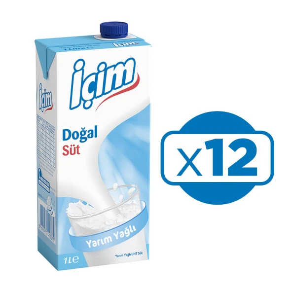 İçim Yarım Yağlı Süt 1 Lt x 12 Adet