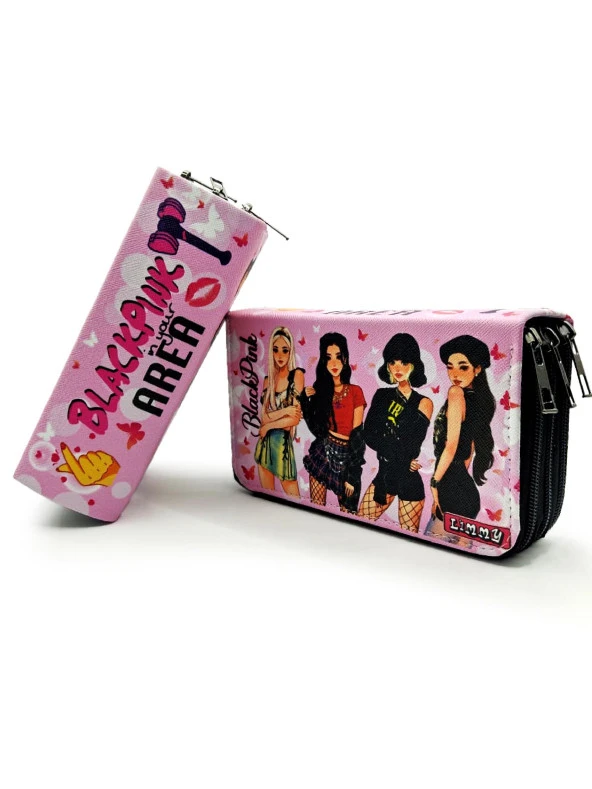 Kalem Kutusu Black Pink Organizer Kalemkutu Vegan Deri Üç Bölmeli Kalemlik-Siyah - Resim 2