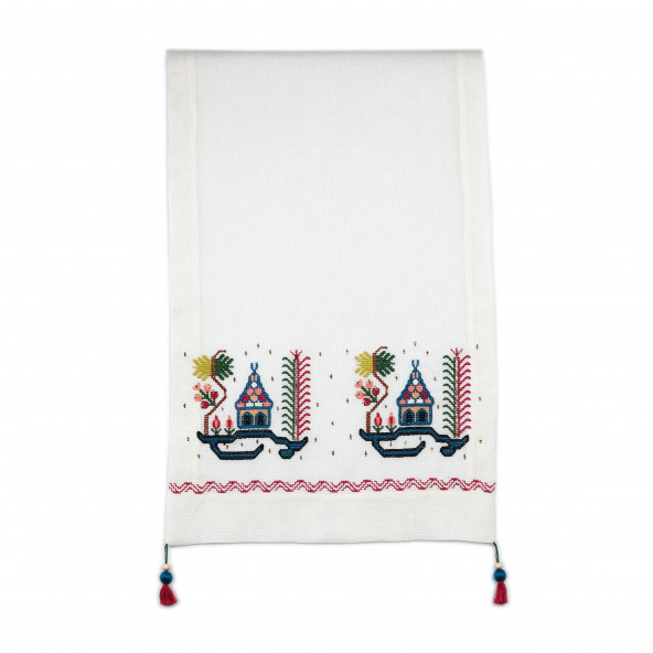 Ağaç ve Ev Desenli Runner - 2