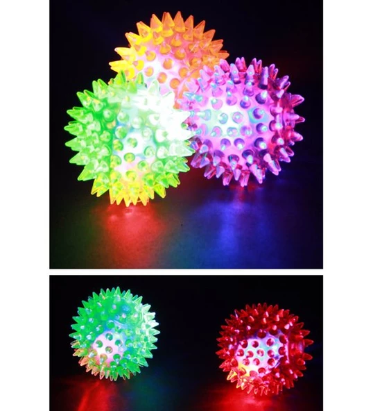 Sesli Işıklı Stres Topu Dikenli Egzersiz Topu - 5