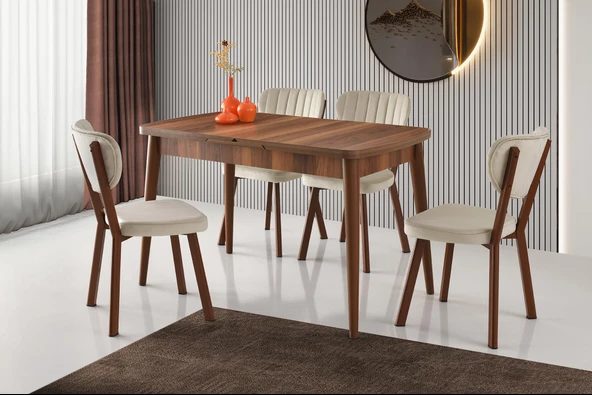 Kelebek Star Açılır MDF Mutfak Masa Sandalye Takımı