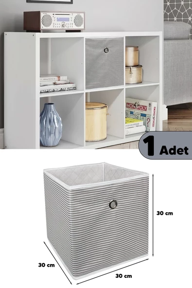 Çok Amaçlı Raf Organizer Saklama Kutusu 30 X 30 X 30 Cm Gri ürün görseli