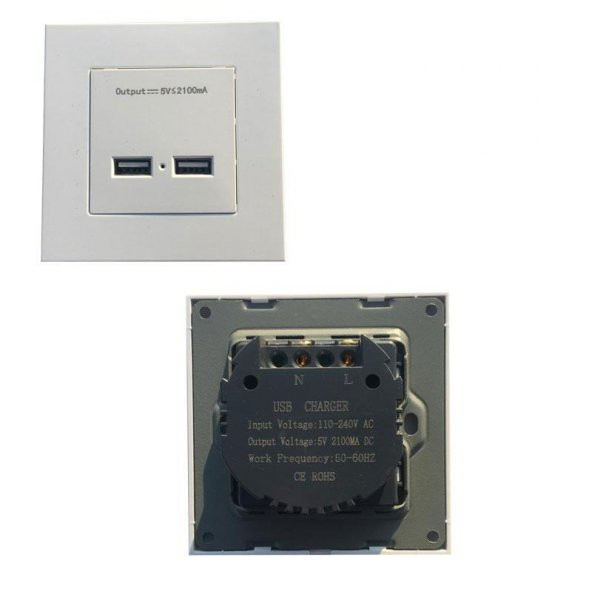 usb priz sıva üstü 2 port usb 2.0 priz 5v 2100mA - 4