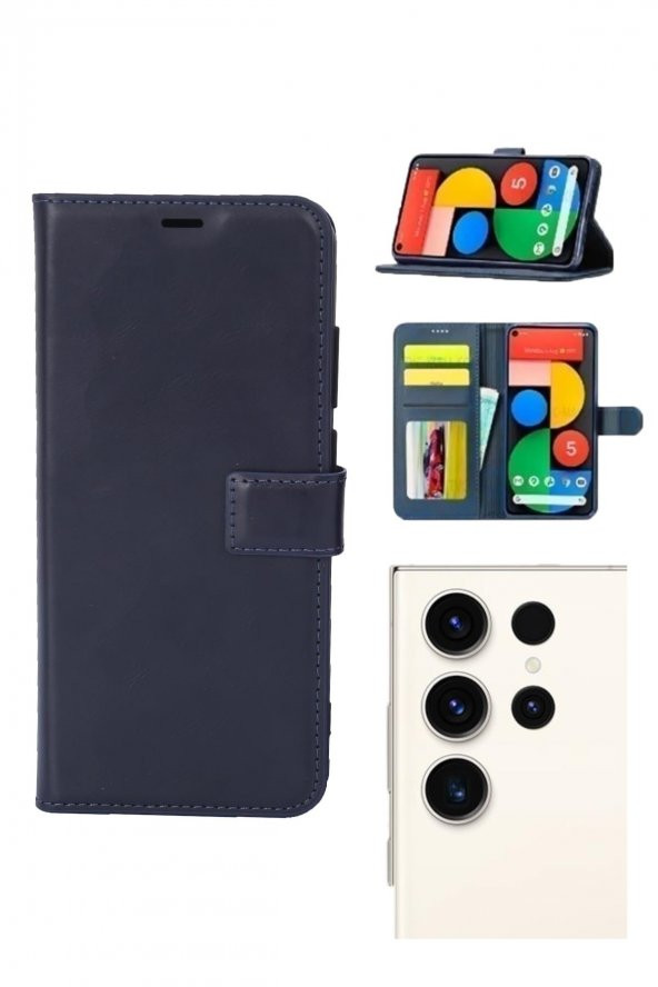 Samsung Galaxy S23 Ultra Uyumlu Kamera Korumalı Cüzdanlı ve Kapaklı Kılıf - 3