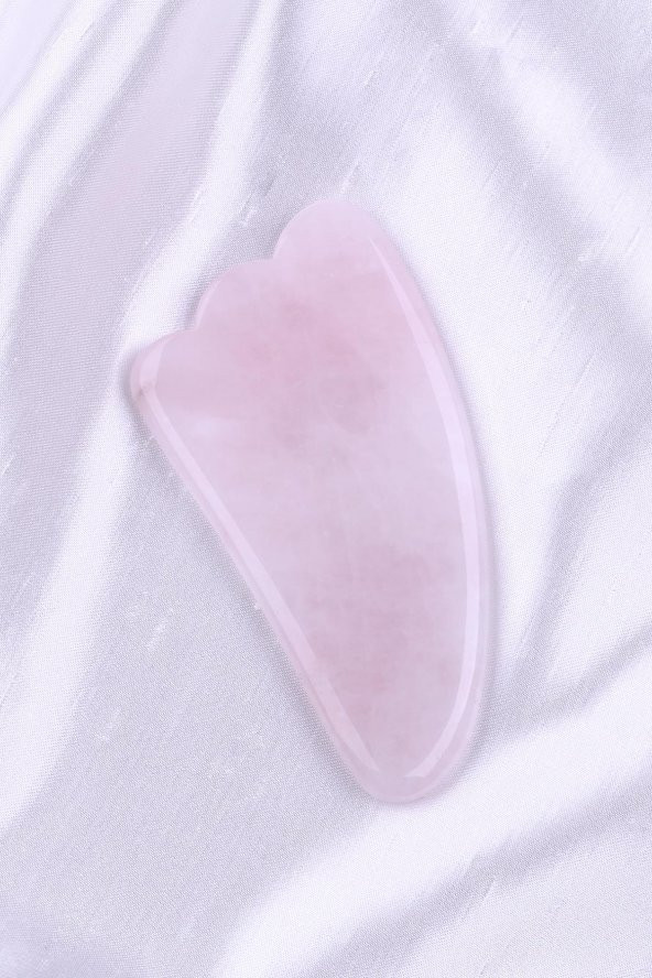 Pembe Kuvars Doğal Taş Gua Sha Yüz Masaj Taşı