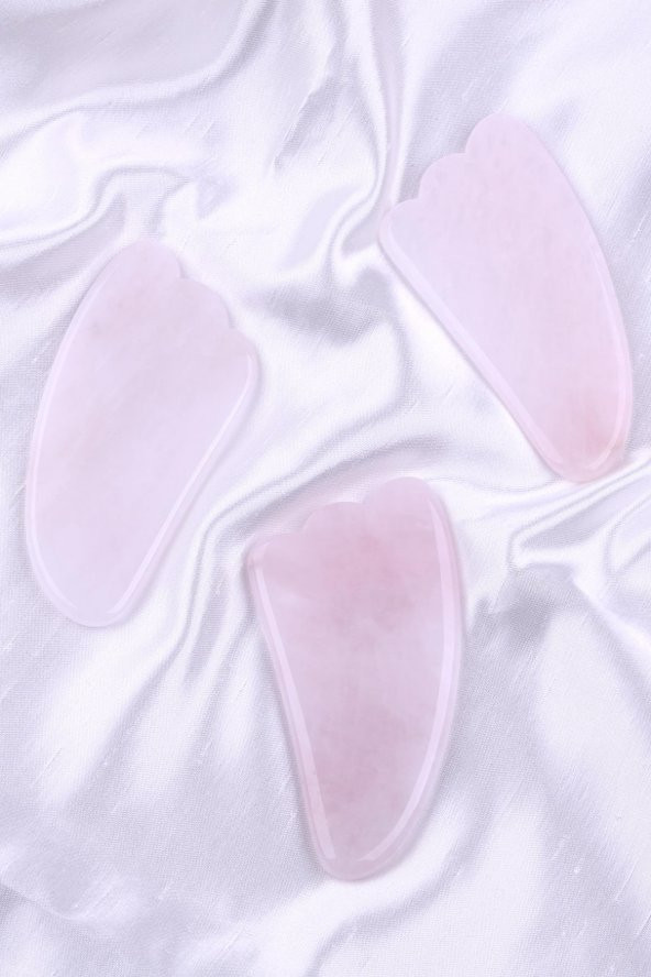 Pembe Kuvars Doğal Taş Gua Sha Yüz Masaj Taşı - 2