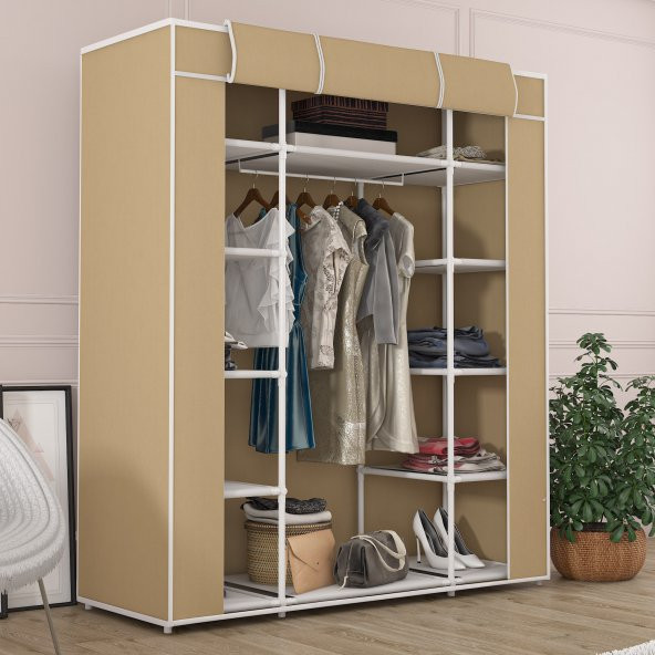 BYDAMAT Bez Dolap Çift Yandan Raflı Kaliteli Bej - 2