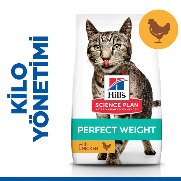 Hill's SCIENCE PLAN Perfect Weight Kilo Kontrolü için Tavuklu Yetişkin Kedi Maması 2,5 KG