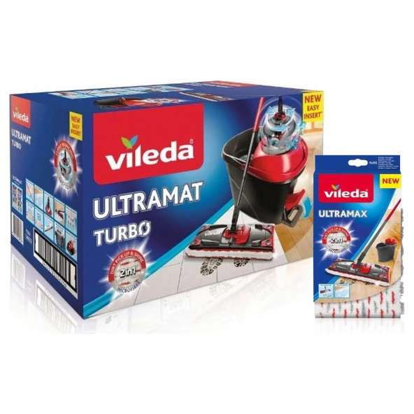 Vileda Ultramat Turbo Pedallı Temizlik Seti + Ultramat Yedek Paspas