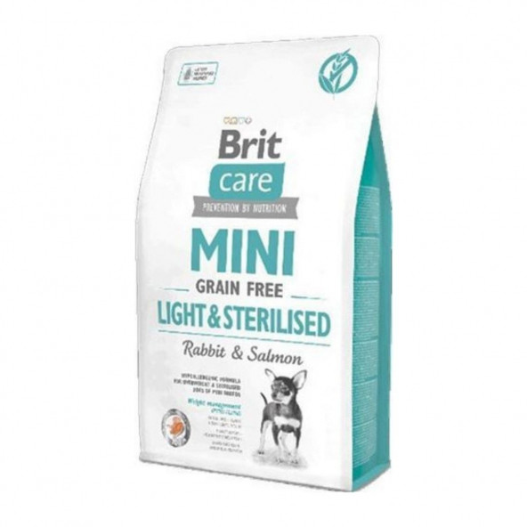 Brit Care Tahılsız Mini Irk Light Sterilised Tavşanlı ve Somonlu  Yetişkin Kuru Köpek Maması 2 Kg