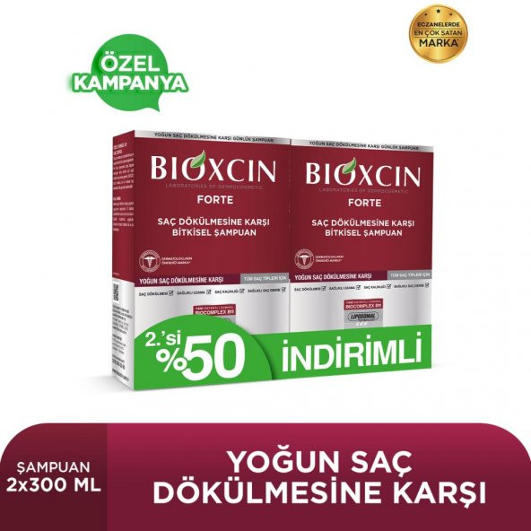 Bioxcin Forte Bitkisel Saç Dökülmesine Karşı Şampuan 300 ml 2 Adet