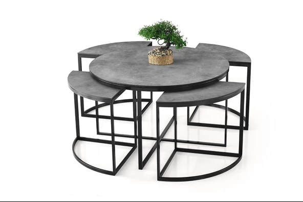 Pizza Metal Dörtlü Zigonlu Orta Sehpa - 2