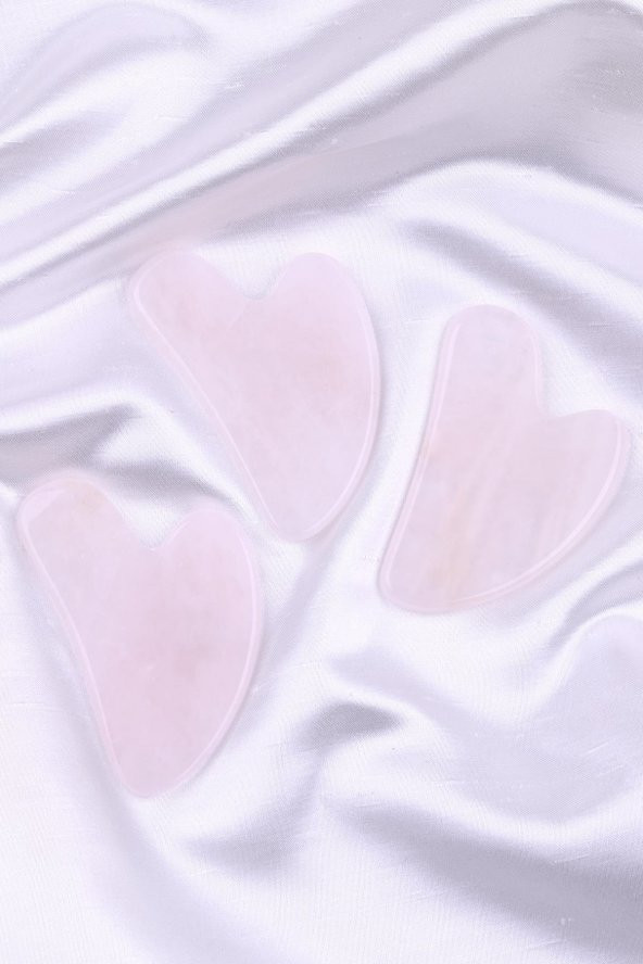 Pembe Kuvars Doğal Taş Gua Sha Yüz Masaj Taşı - 2