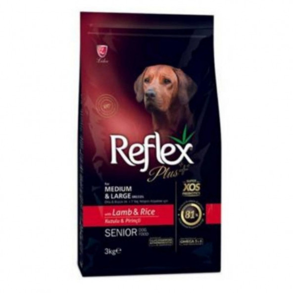 Reflex Plus Orta Ve Büyük Irk +7 Yaş İçin Kuzu Etli 3 kg Yaşlı Kuru Köpek Maması