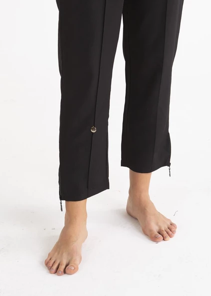 Kapalı Mayo - Tek Pantalon -Siyah Fermuarlı Paraşüt