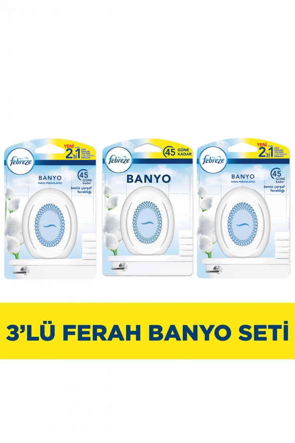 Febreze Banyo Hava Ferahlatıcı Oda Kokusu 3lü Set