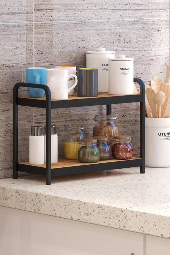 Mutfak Rafı Baharatlık Ahşap Çok Amaçlı Organizer Raf 1115