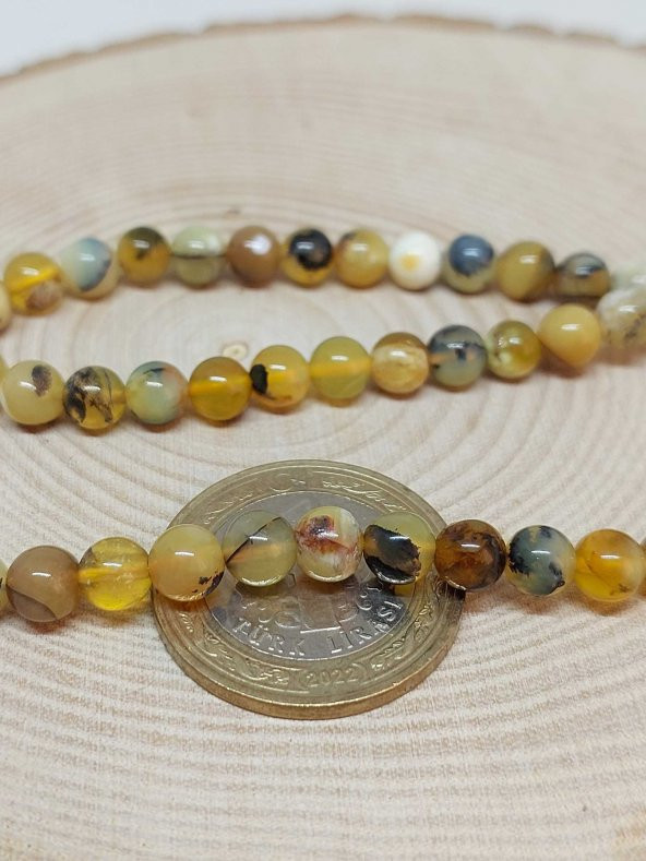 Sarı Alacalı Opal Taşı Dizi 5-6mm Aralığı - 2