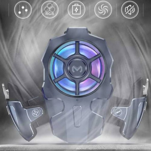 Coofbe Ayarlanabilir RGB Işıklı 400Mah Bataryalı Telefon Soğutucu Ayarlanabilir Joystick Tetik Gamepad - Resim 2