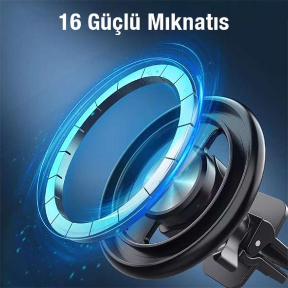 Coofbe Super Mıknatıs Ultra Stabil Klipsli Havalandırma Araç Tutucu Araç İçi Telefon Tutucu - 5